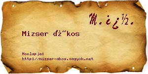 Mizser Ákos névjegykártya